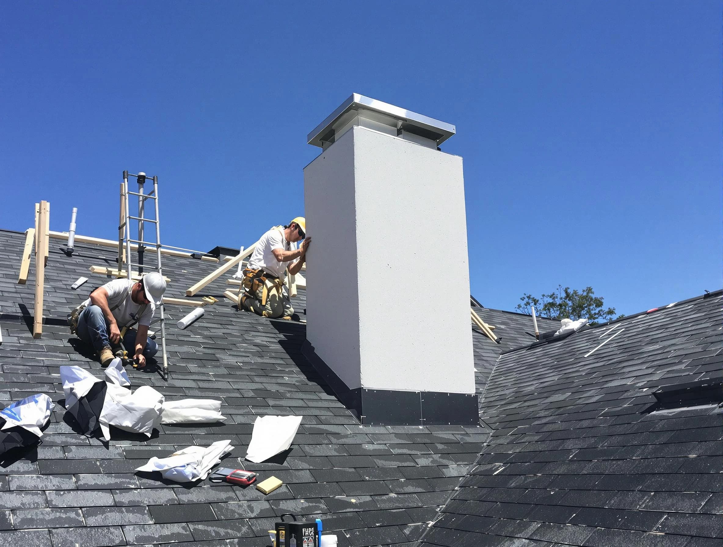 Edison Chimney Sweep crew installing a new chimney in Edison, NJ