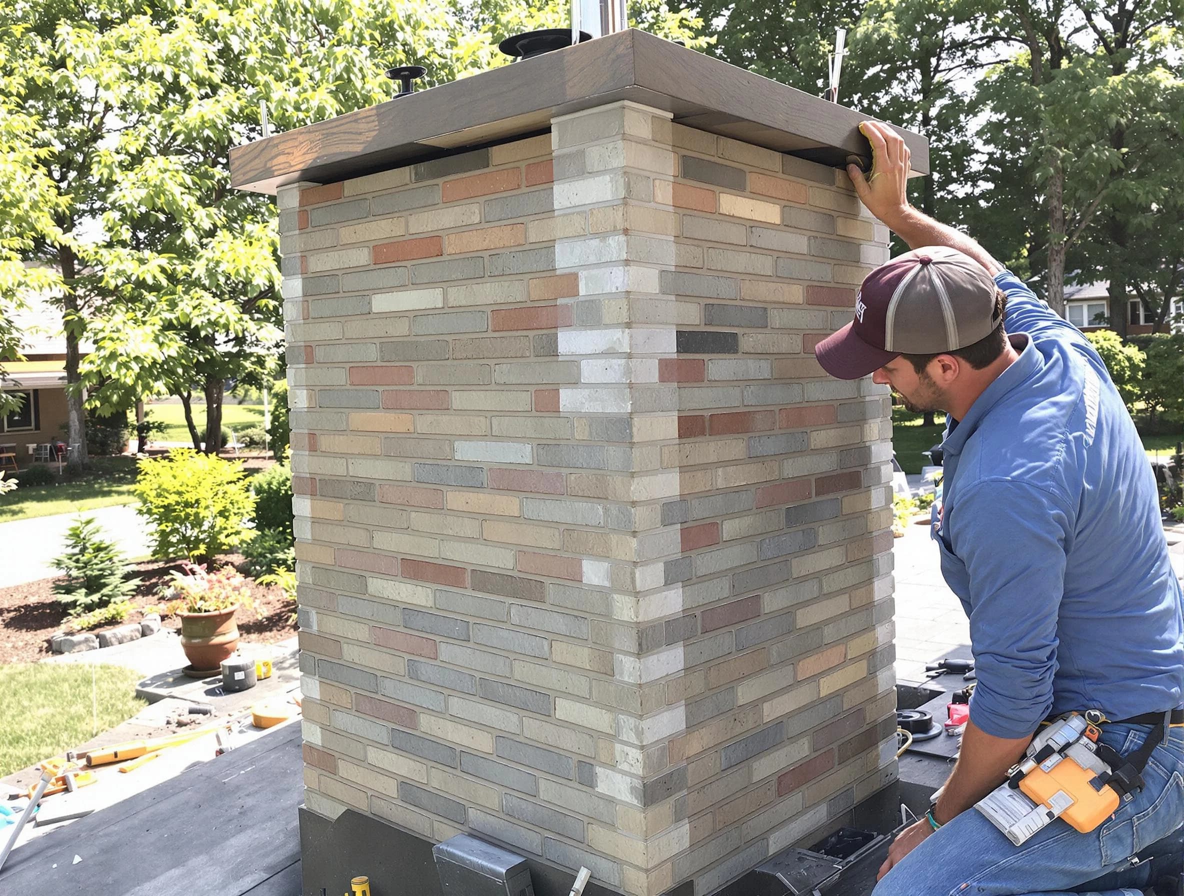 Edison Chimney Sweep completing a modern chimney remodel in Edison, NJ