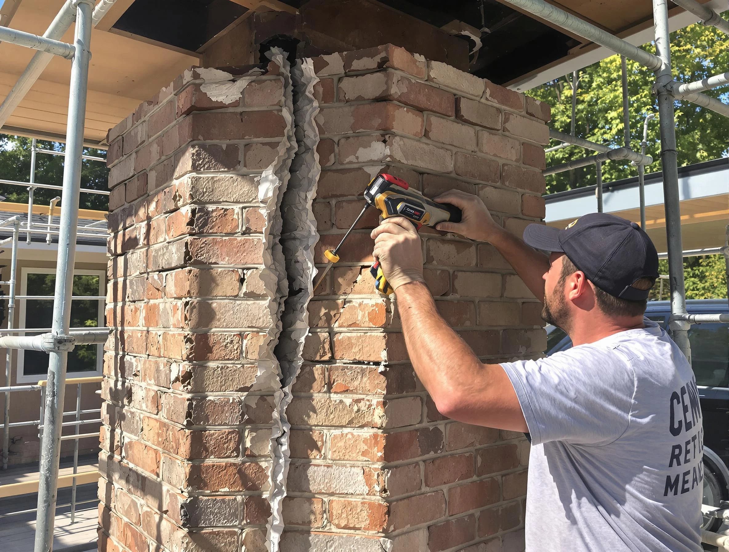 Edison Chimney Sweep technician performing chimney repair in Edison, NJ