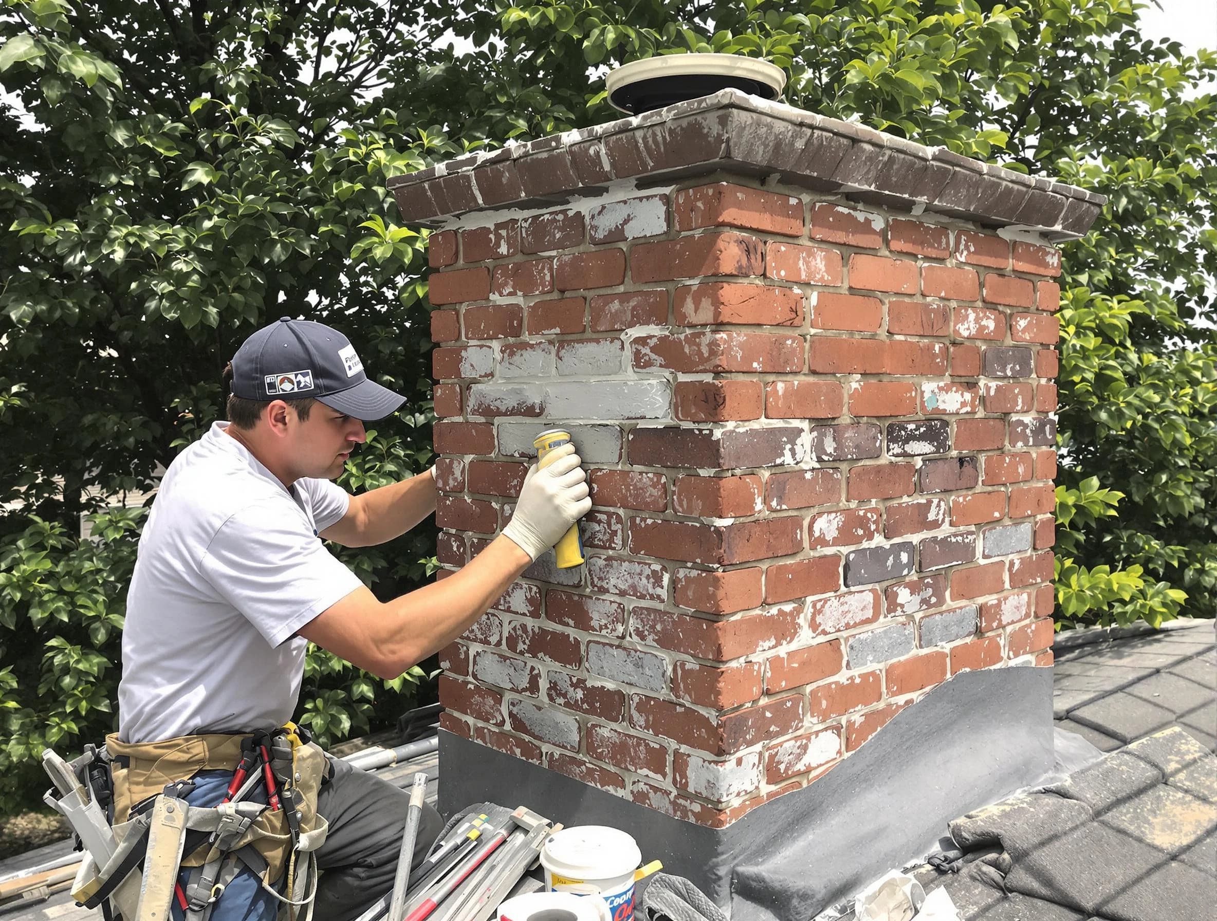 Edison Chimney Sweep restoring an aging chimney in Edison, NJ