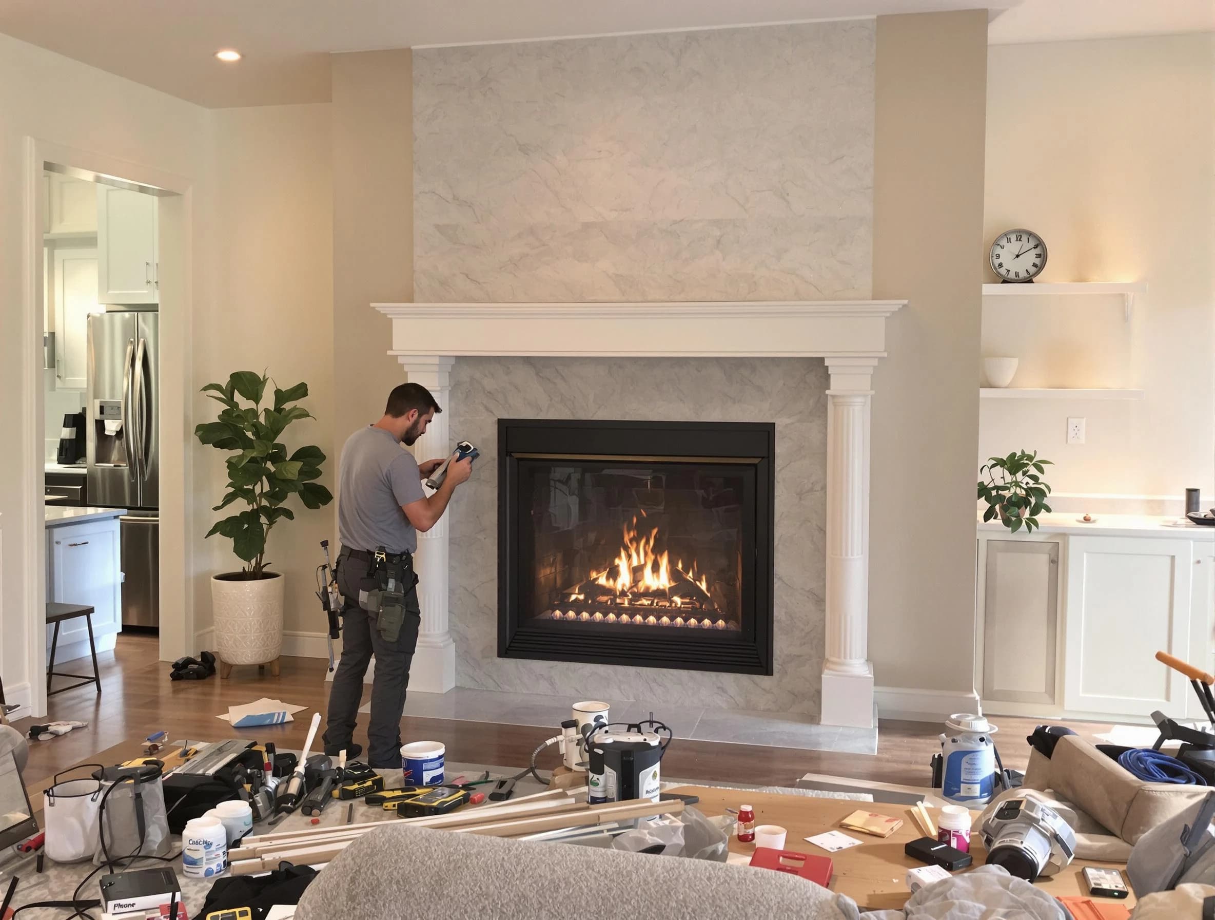 Newly installed fireplace by Edison Chimney Sweep in Edison, NJ