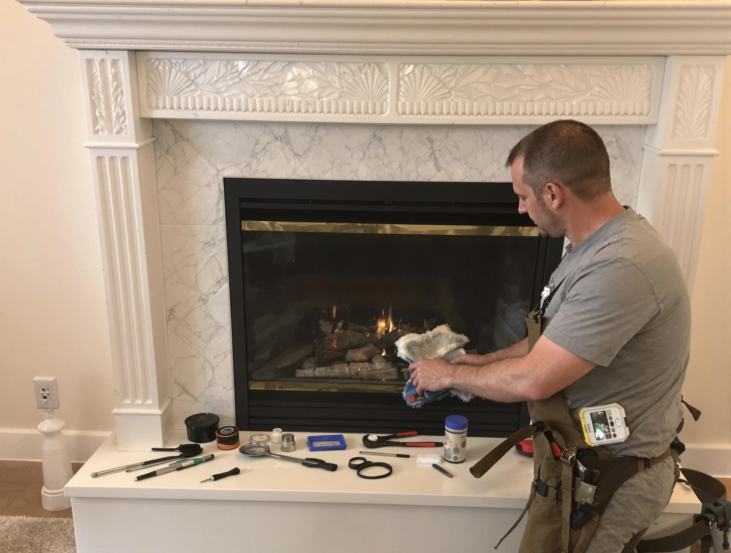 Edison Chimney Sweep performing fireplace maintenance in Edison, NJ