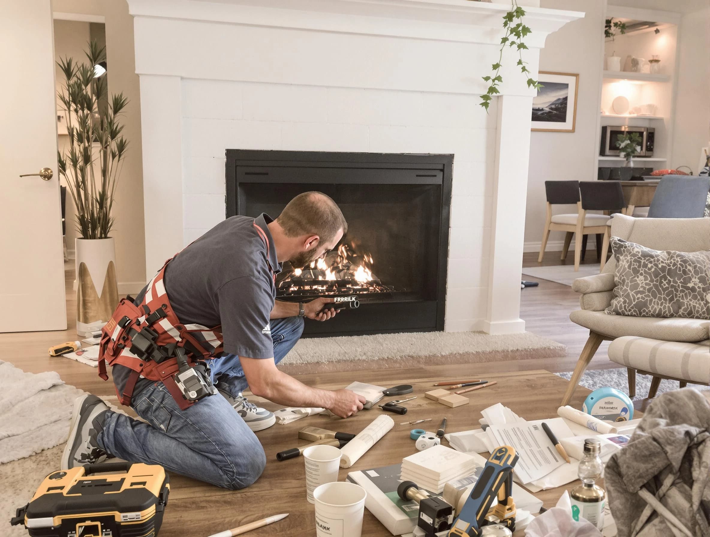 Edison Chimney Sweep performing fireplace repair in Edison, NJ